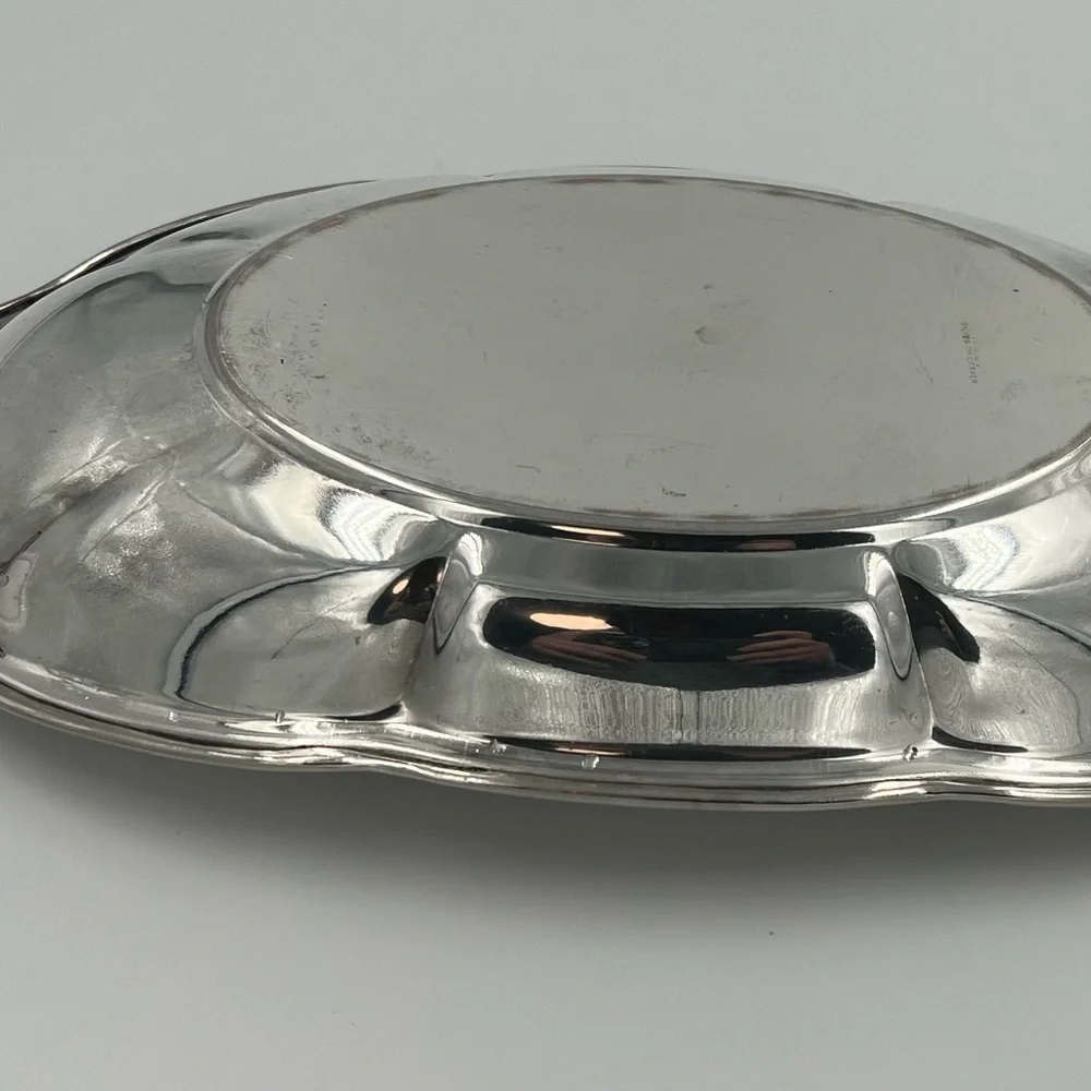 Vintage National Silver Co N.S.Co Silver on Copper Oval Bread Bowl Dish